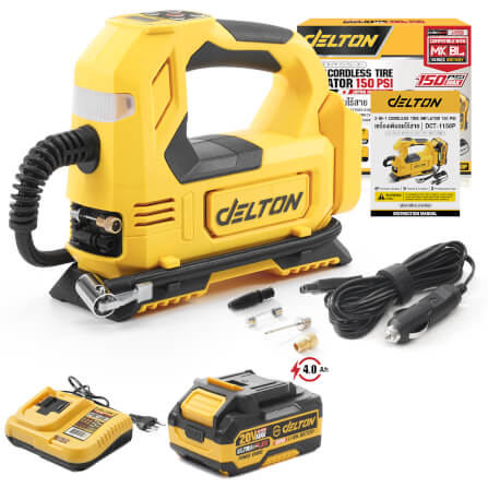 เครื่องสูบลมไร้สาย (พร้อมแบตเตอรี่) DELTON รุ่น DCT-1150P ULTRAFLEX 20V 4AH_1